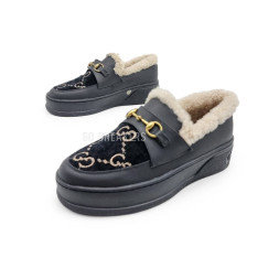 Gucci Moccasins Winter Leather/Suede Black