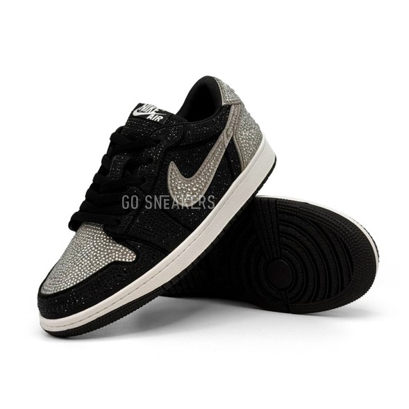 Унисекс кроссовки Nike Air Jordan 1 Retro Low OG x Swarovski 'Stealth'