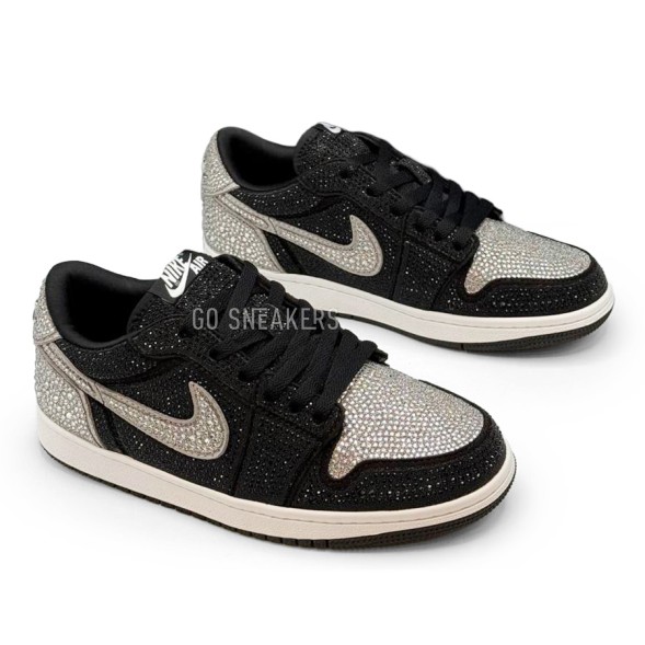 Унисекс кроссовки Nike Air Jordan 1 Retro Low OG x Swarovski 'Stealth'