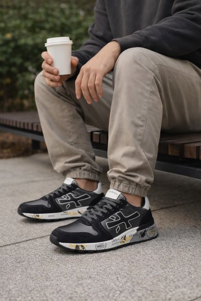 Мужские кроссовки Premiata 483 Leather/Suede Black