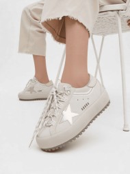 Golden Goose Super-Star Ski in Light Gray Nylon With Metallic Star