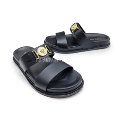 Versace Flip-flops Leather Black/Gold Logo
