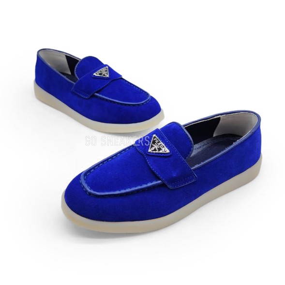 Женские мокасины Prada Mocassins Suede Blue