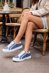 Louis Vuitton Textile Sneakers Blue Jeans