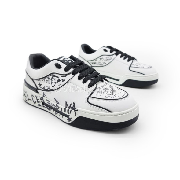 Унисекс кроссовки Dolce &amp; Gabbana White Black Graphiti