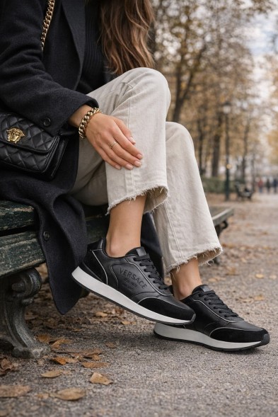 Женские кроссовки Versace Milano Sneakers Black