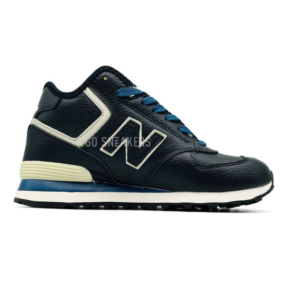Унисекс зимние кроссовки New Balance 574 High Leather Winter Black Blue Unisex