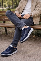 Brunello Cucinelli Leather/Suede Navy