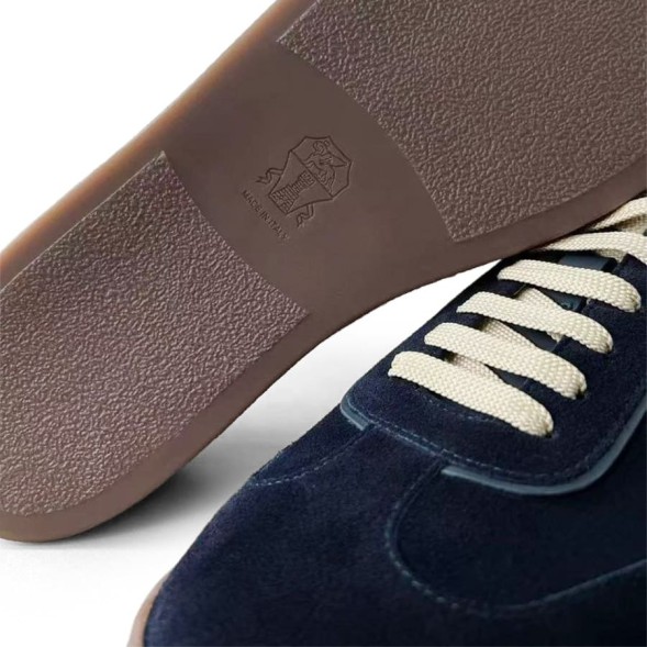 Мужские кеды Brunello Cucinelli Suede Sneakers Navy