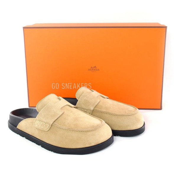 Женские тапочки Hermes Slippers Beige